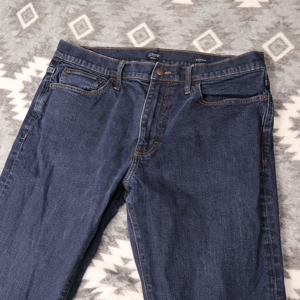 J.Crew Flex Straight Leg Jeans Dark Wash Denim 36x34 Mens Blue Pants